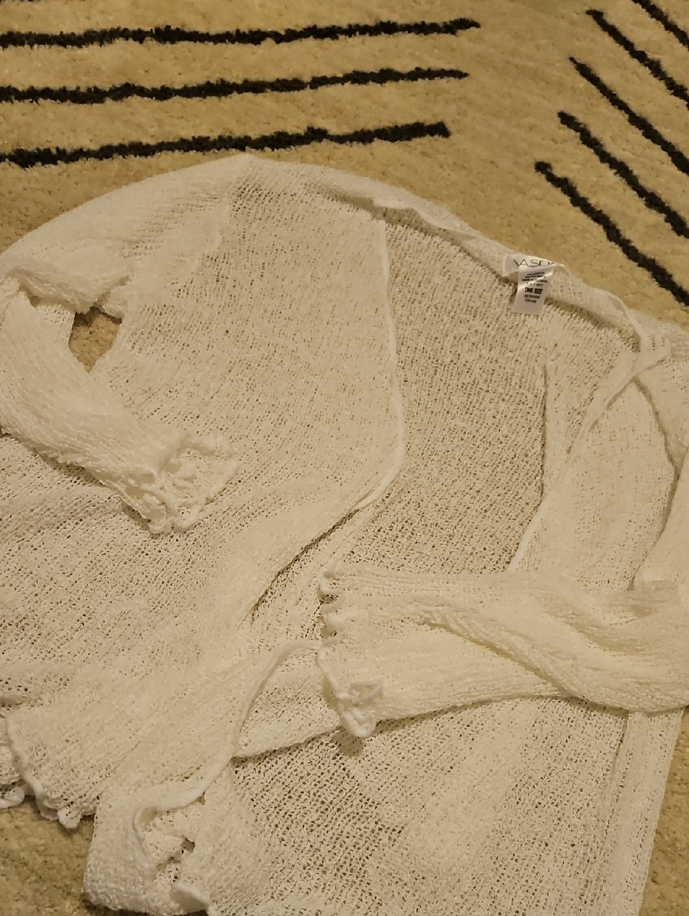 YAS Women's Cream Lightweight Open Knit Cardigan